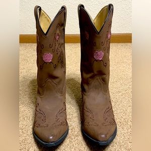 Girl's Size 6 D Shyanne Cowboy Boots Pink Embroidered Flowers Style 41478Y